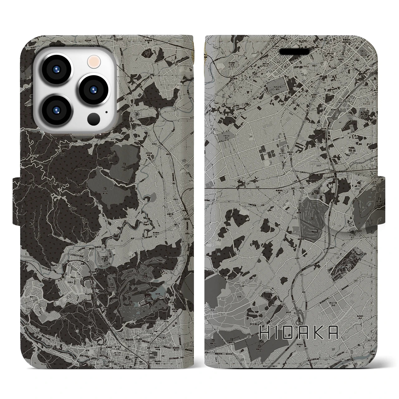 【日高(埼玉県)】地図柄iPhoneケース(手帳タイプ)