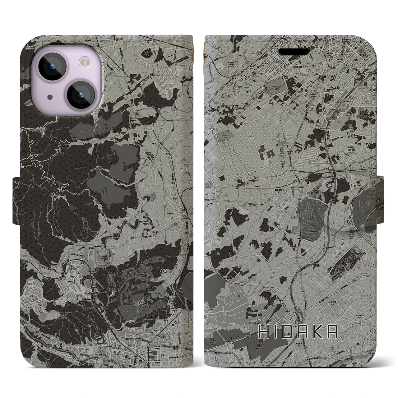 【日高(埼玉県)】地図柄iPhoneケース(手帳タイプ)