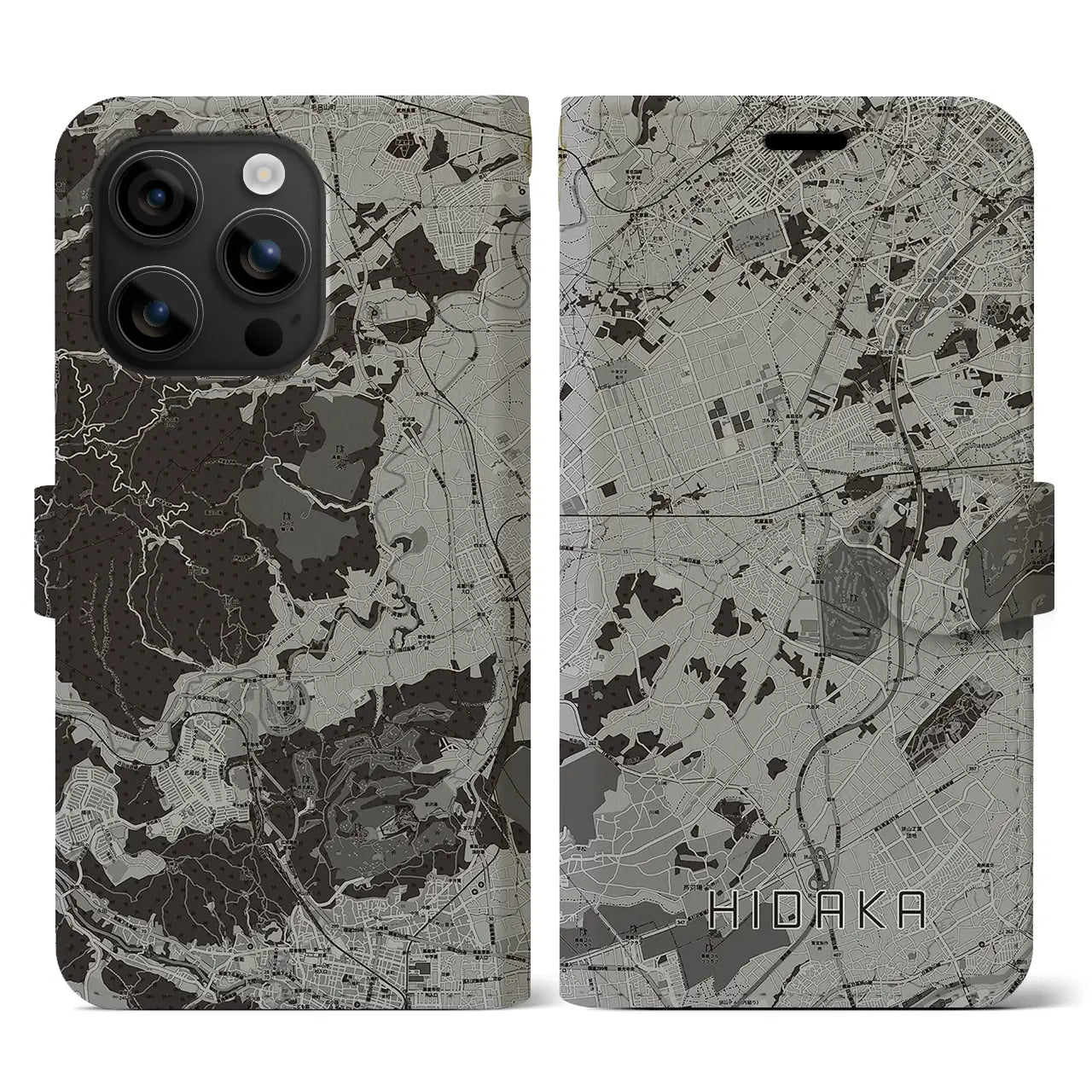 【日高(埼玉県)】地図柄iPhoneケース(手帳タイプ)