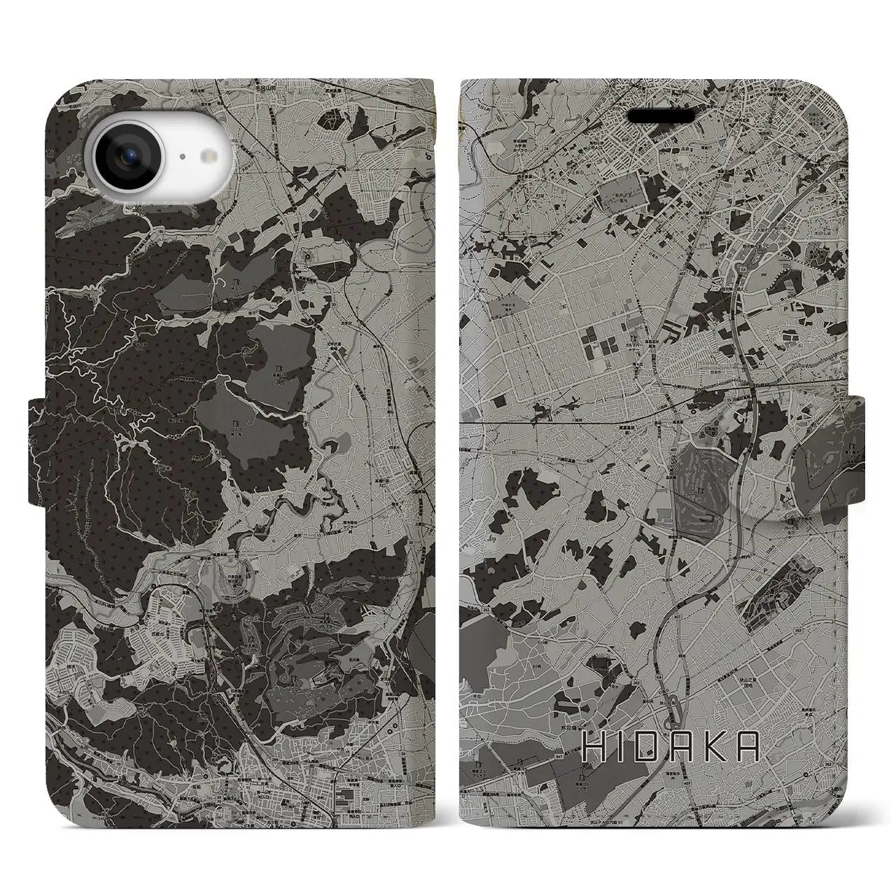 【日高(埼玉県)】地図柄iPhoneケース(手帳タイプ)