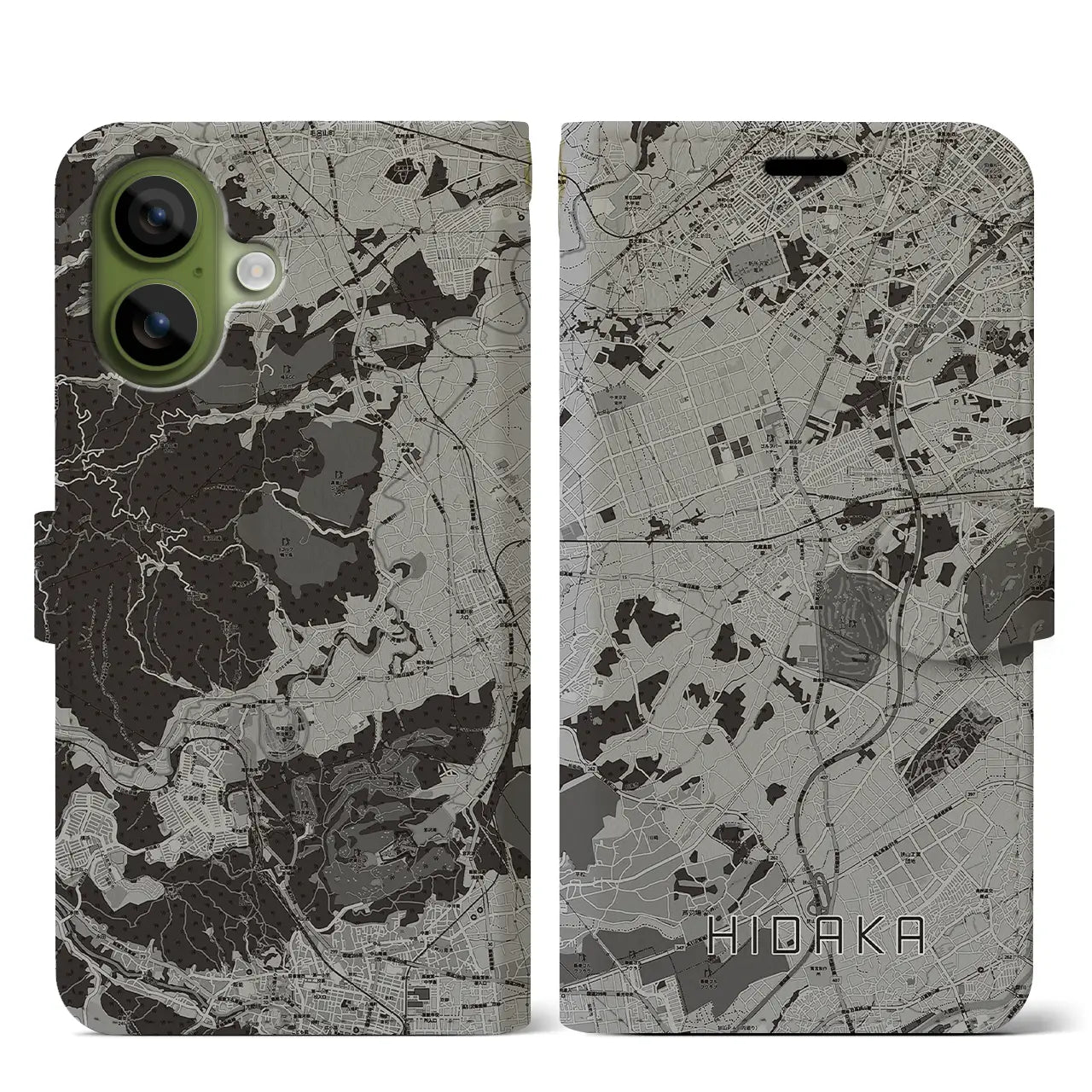 【日高(埼玉県)】地図柄iPhoneケース(手帳タイプ)