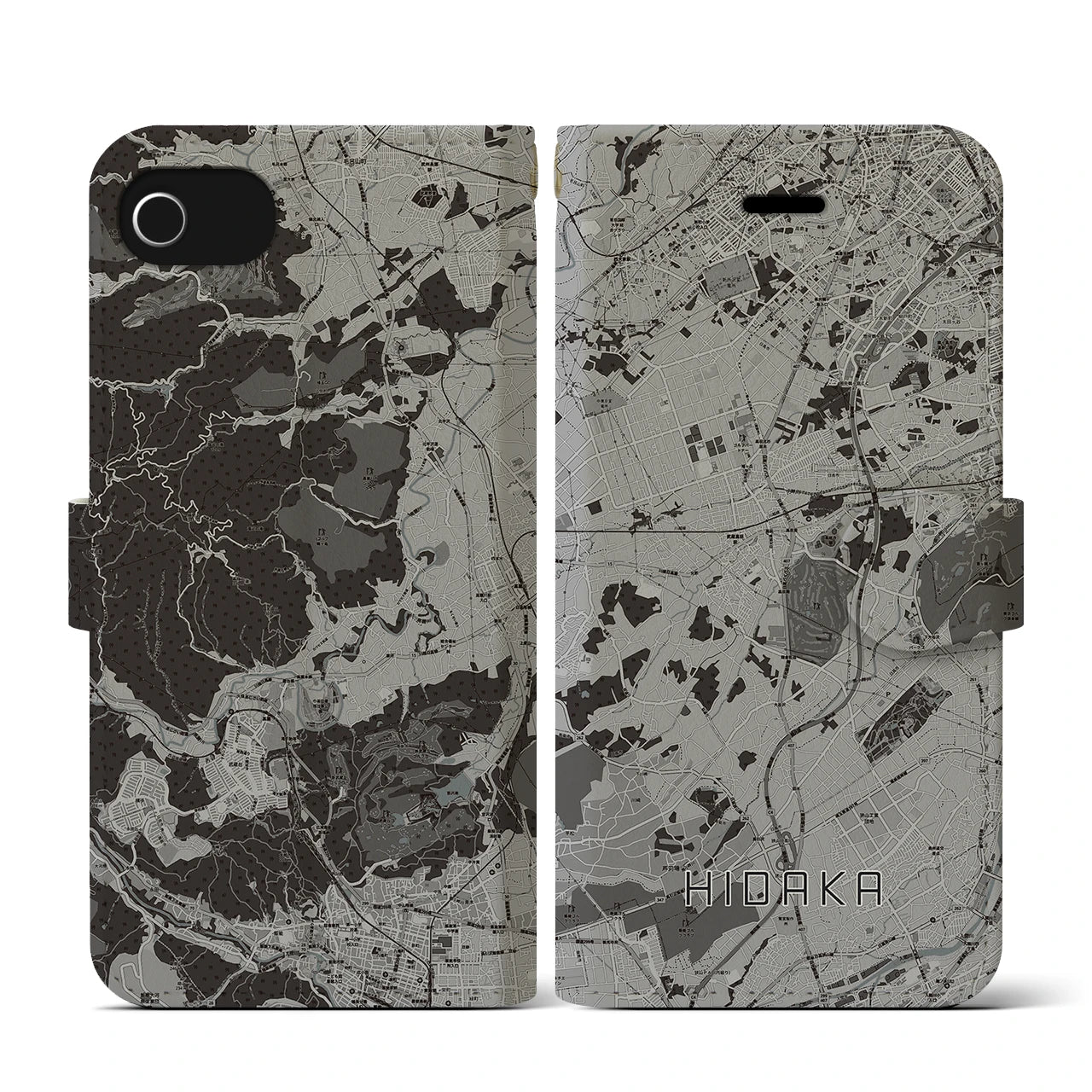 【日高(埼玉県)】地図柄iPhoneケース(手帳タイプ)