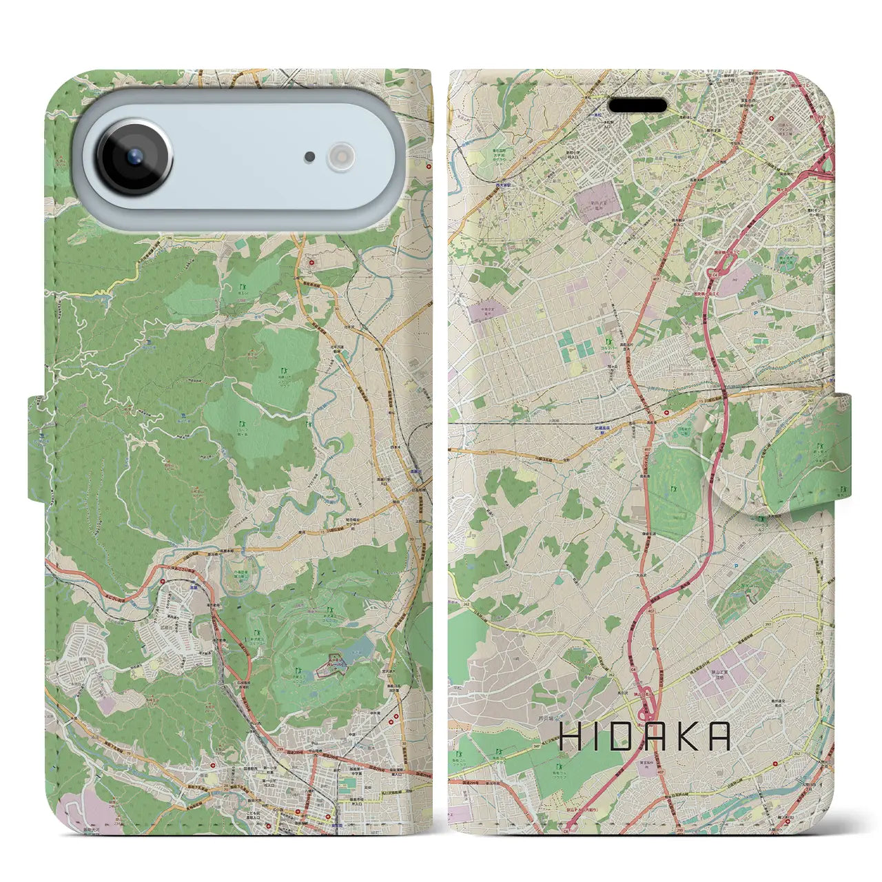 【日高(埼玉県)】地図柄iPhoneケース(手帳タイプ)