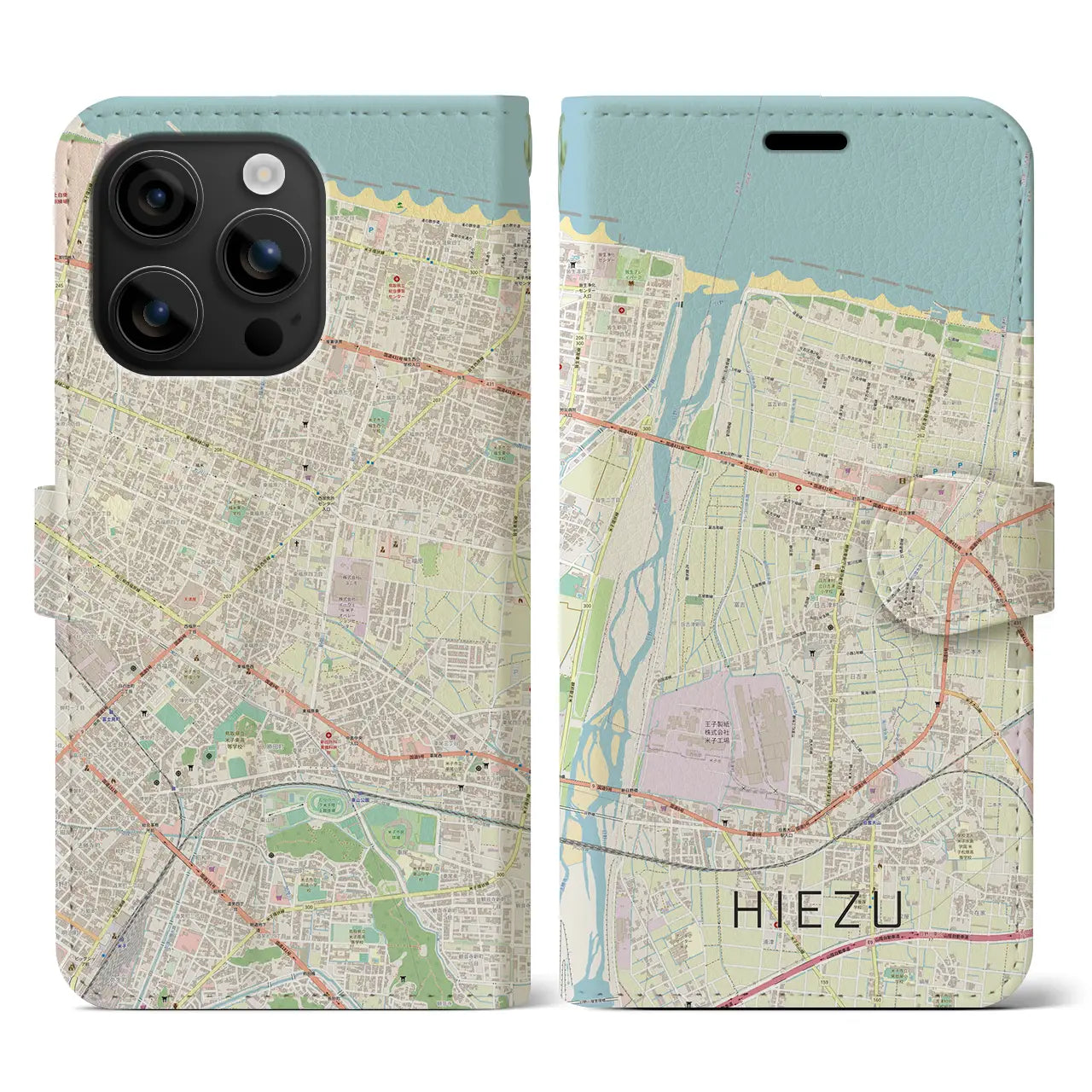 【日吉津(鳥取県)】地図柄iPhoneケース(手帳タイプ)ナチュラル・iPhone 16 用