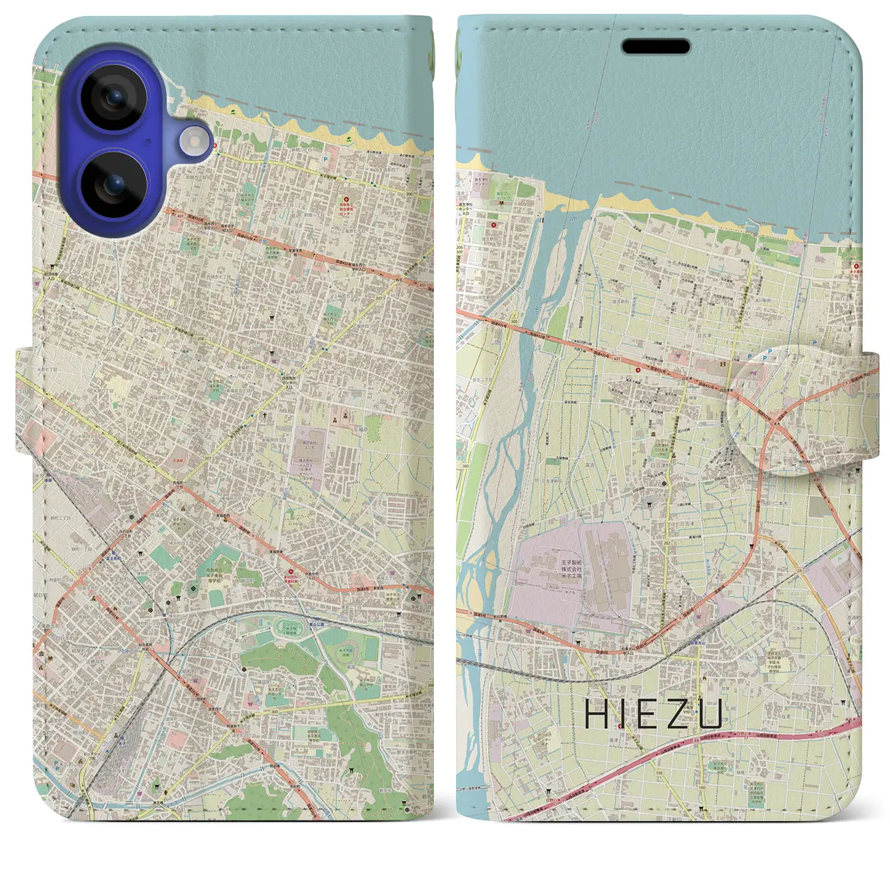 【日吉津(鳥取県)】地図柄iPhoneケース(手帳タイプ)ナチュラル・iPhone 16 Pro Max 用