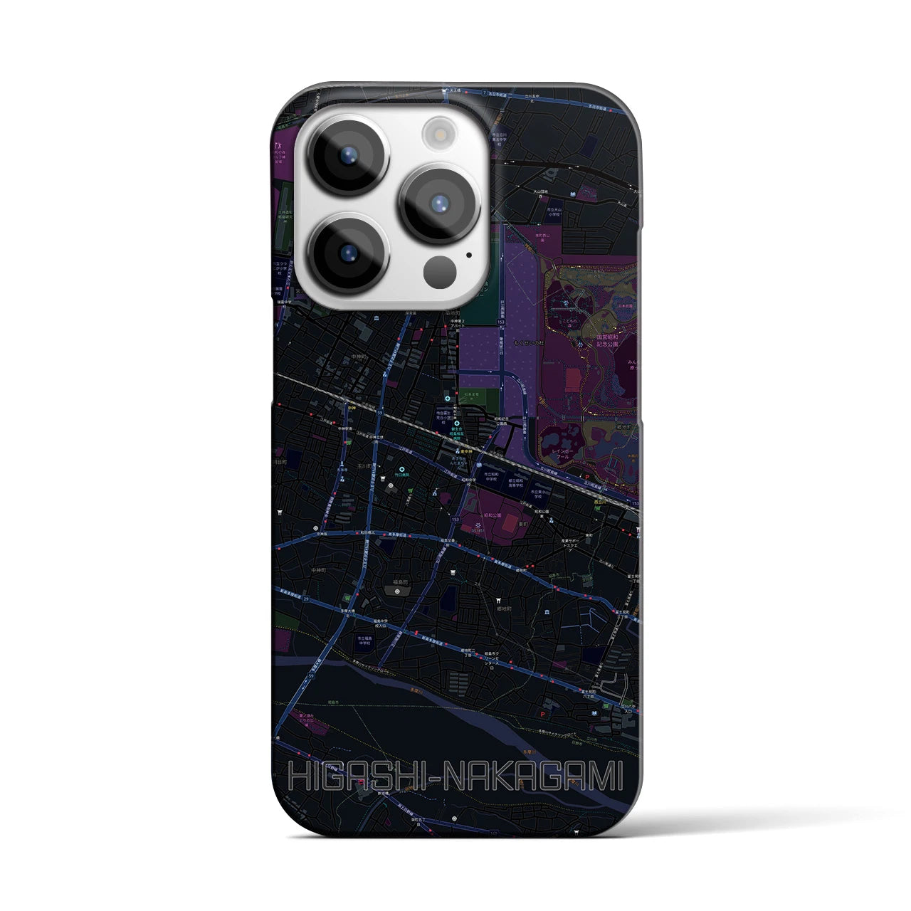 【東中神(東京都)】地図柄iPhoneケース(バックカバータイプ)