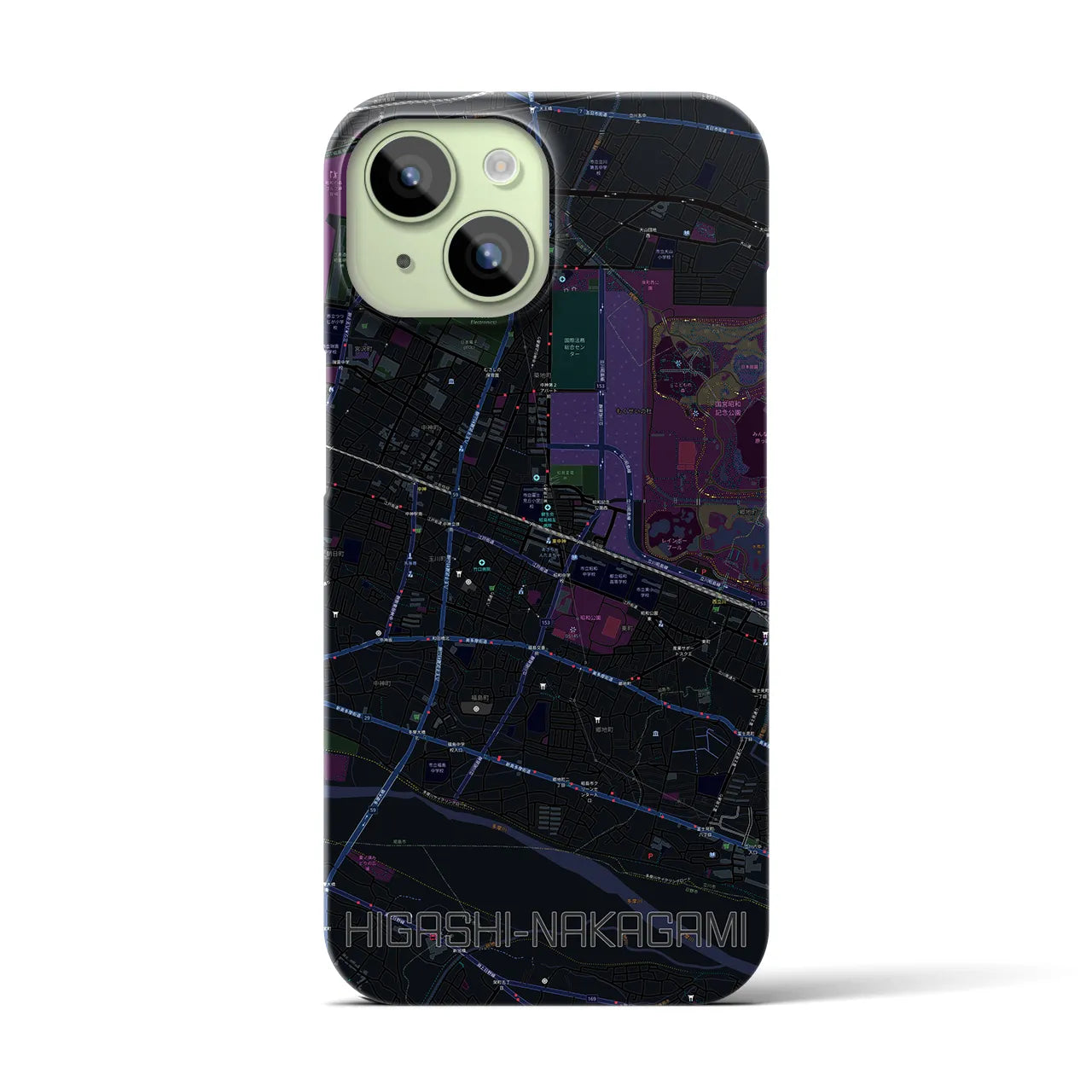 【東中神(東京都)】地図柄iPhoneケース(バックカバータイプ)