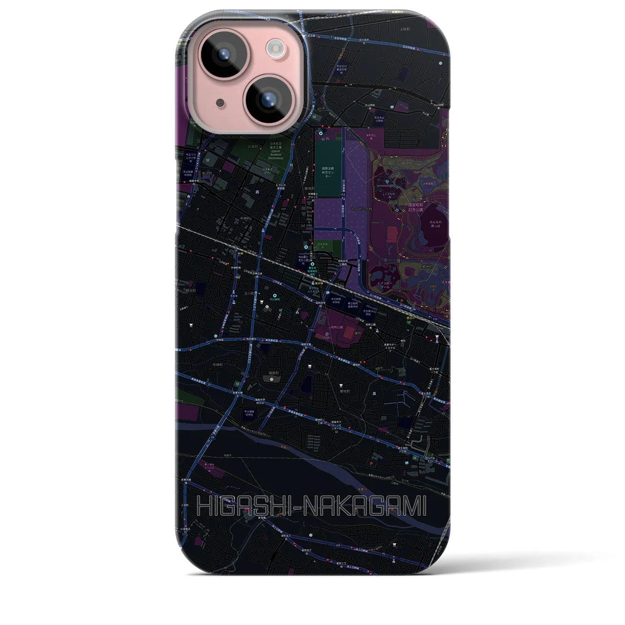 【東中神(東京都)】地図柄iPhoneケース(バックカバータイプ)