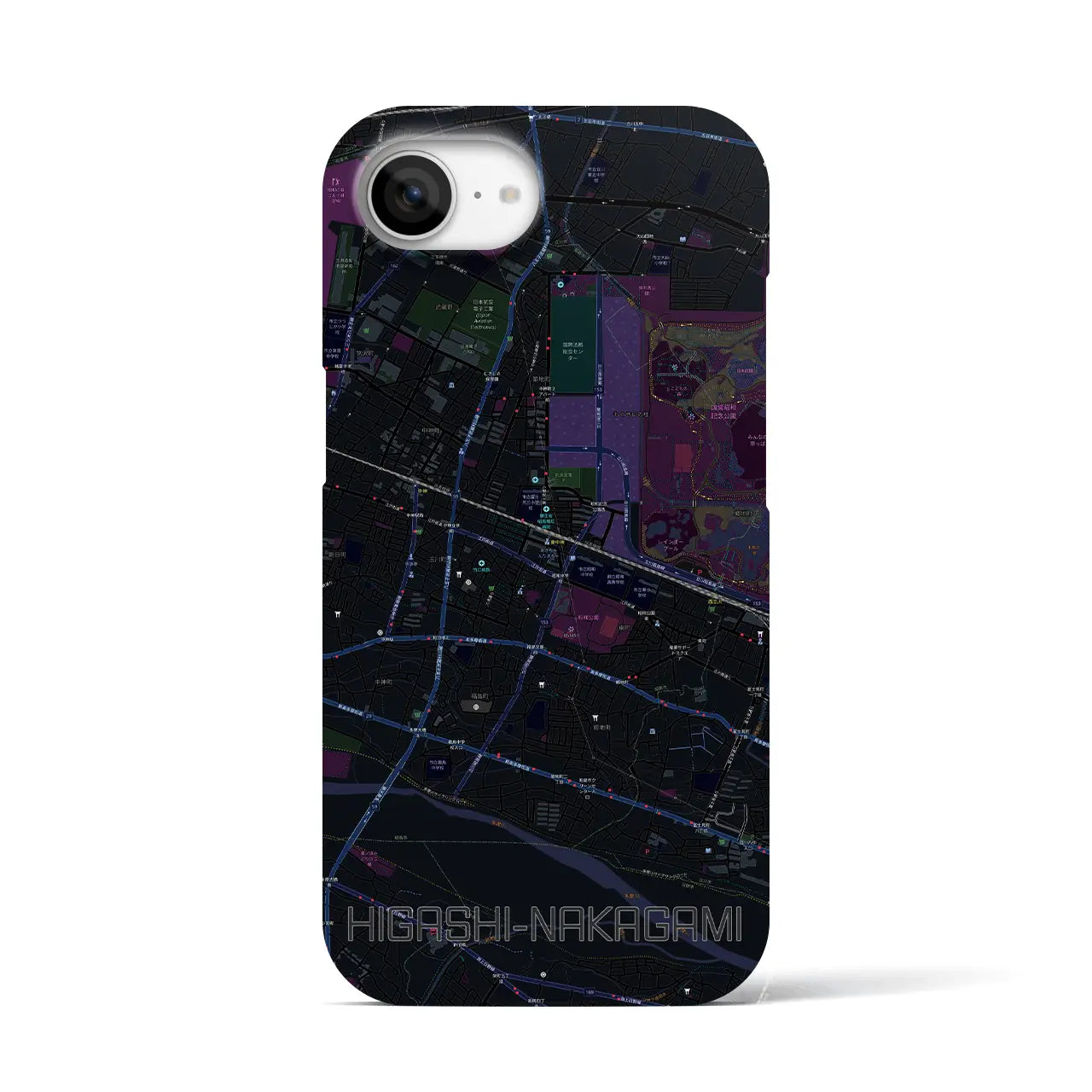 【東中神(東京都)】地図柄iPhoneケース(バックカバータイプ)