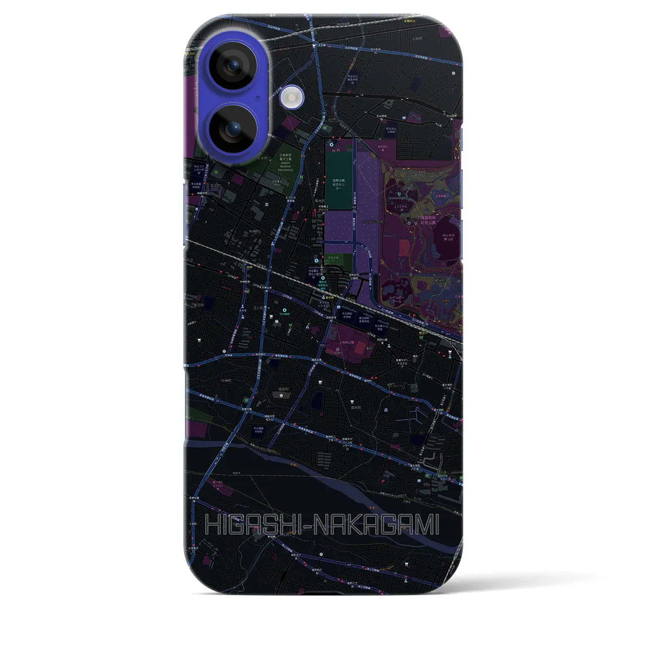 【東中神(東京都)】地図柄iPhoneケース(バックカバータイプ)