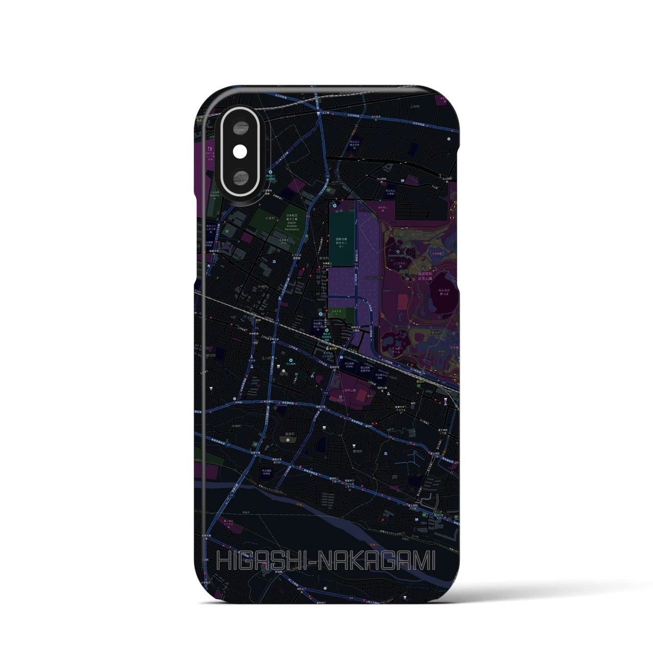 【東中神(東京都)】地図柄iPhoneケース(バックカバータイプ)