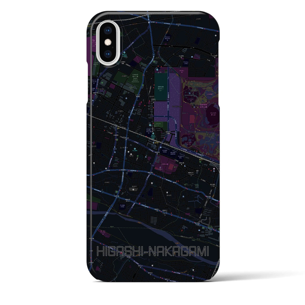 【東中神(東京都)】地図柄iPhoneケース(バックカバータイプ)