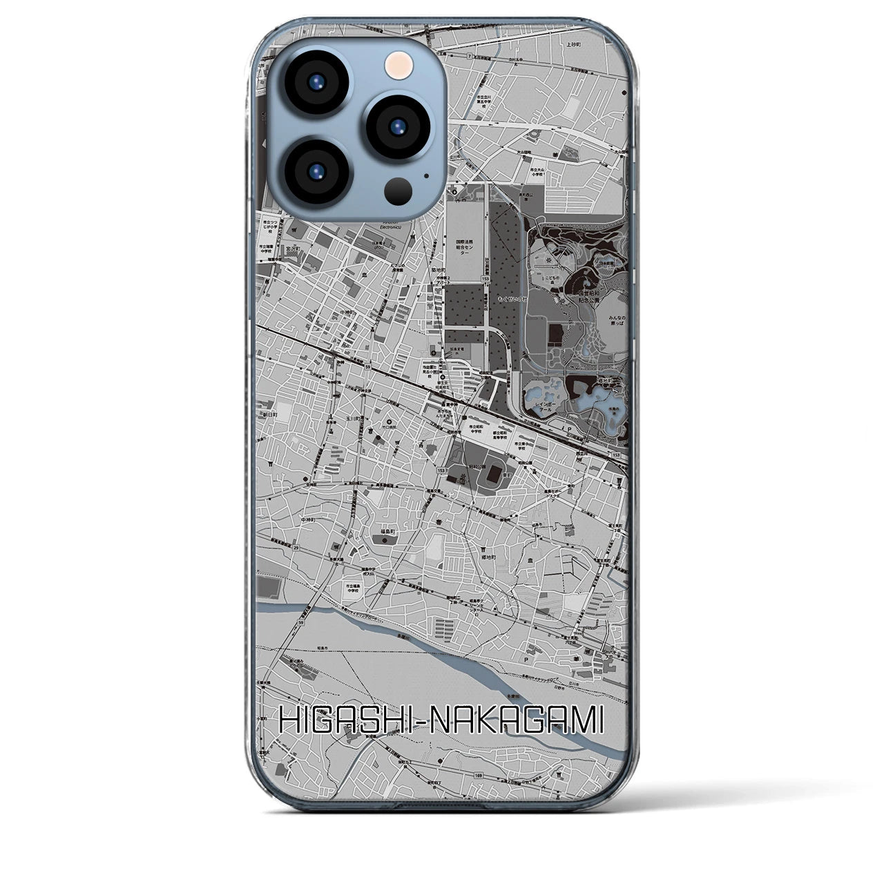 【東中神(東京都)】地図柄iPhoneケース(クリアタイプ)