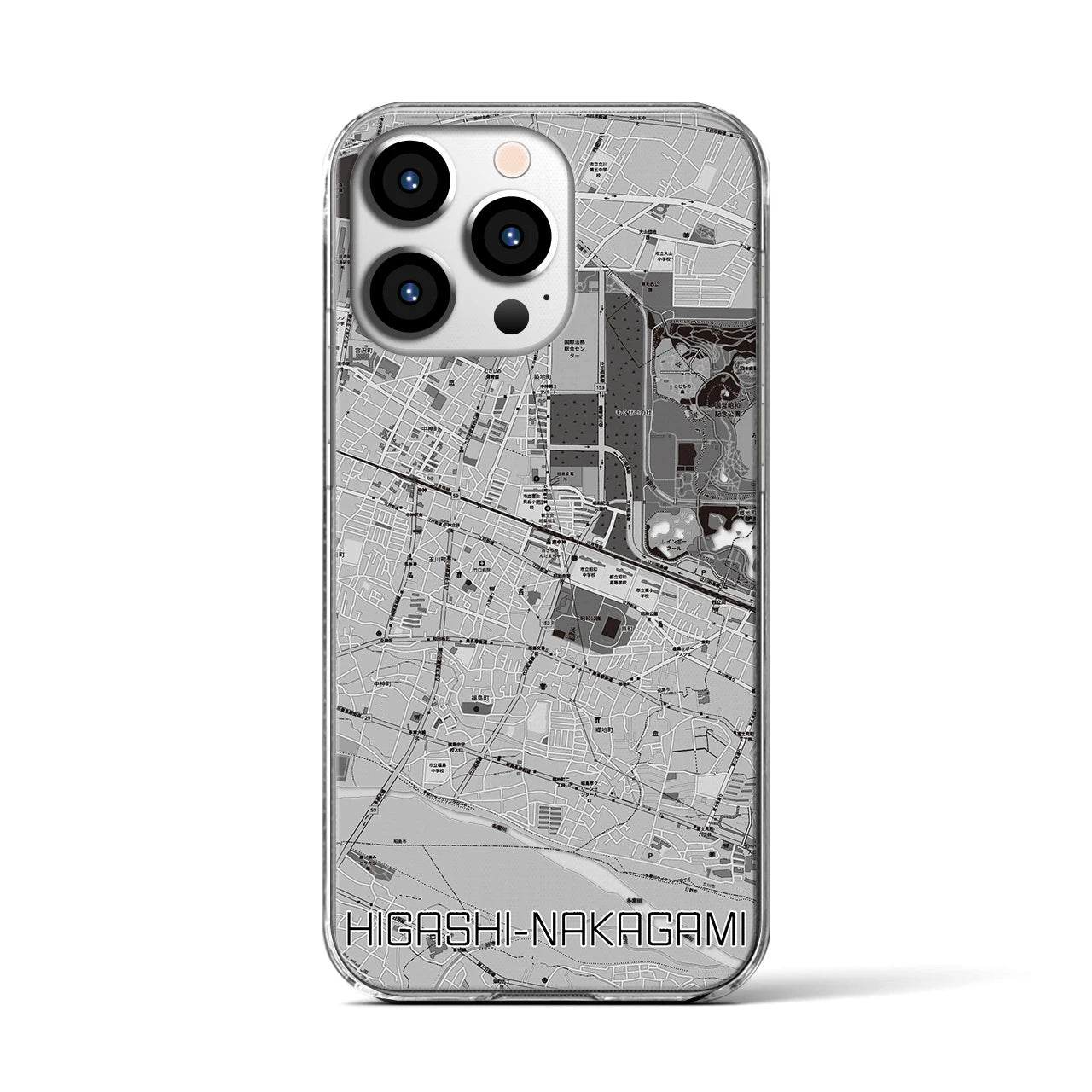 【東中神(東京都)】地図柄iPhoneケース(クリアタイプ)