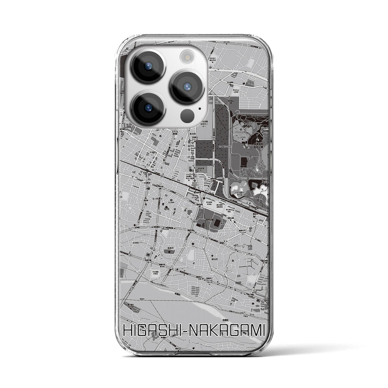 【東中神(東京都)】地図柄iPhoneケース(クリアタイプ)
