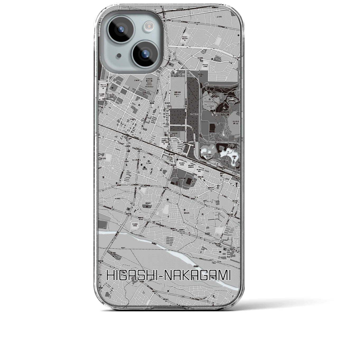 【東中神(東京都)】地図柄iPhoneケース(クリアタイプ)