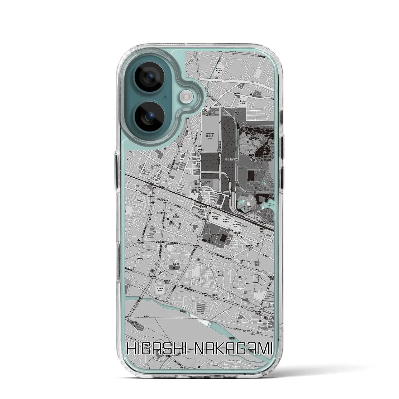 【東中神(東京都)】地図柄iPhoneケース(MagSafeタイプ)モノトーン・iPhone 16 Pro 用