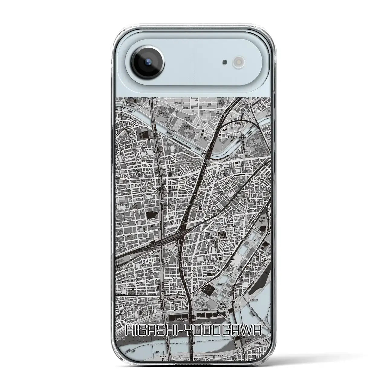 【東淀川(大阪府)】地図柄iPhoneケース(クリアタイプ)モノトーン・iPhone 17 Pro Max 用