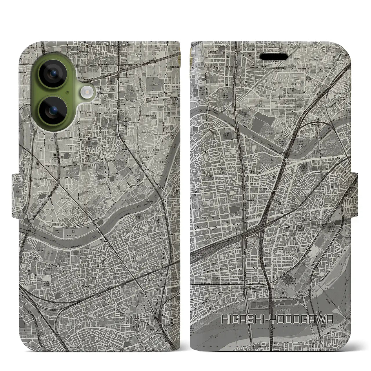 【東淀川(大阪府)】地図柄iPhoneケース(手帳タイプ)