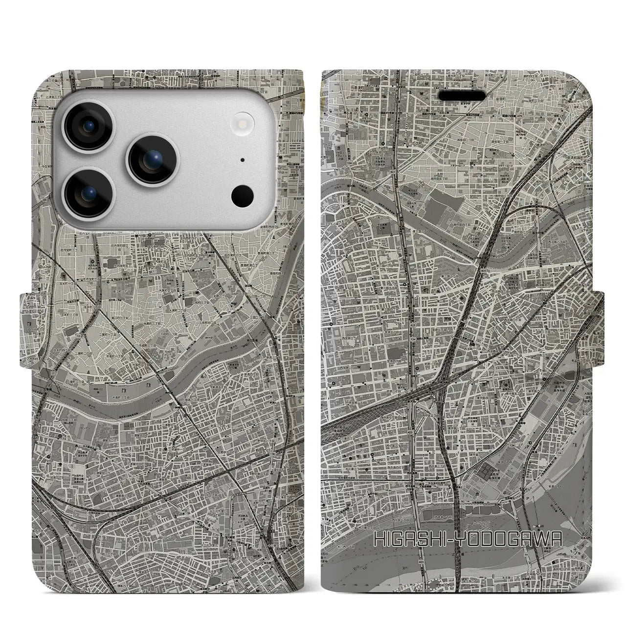 【東淀川(大阪府)】地図柄iPhoneケース(手帳タイプ)