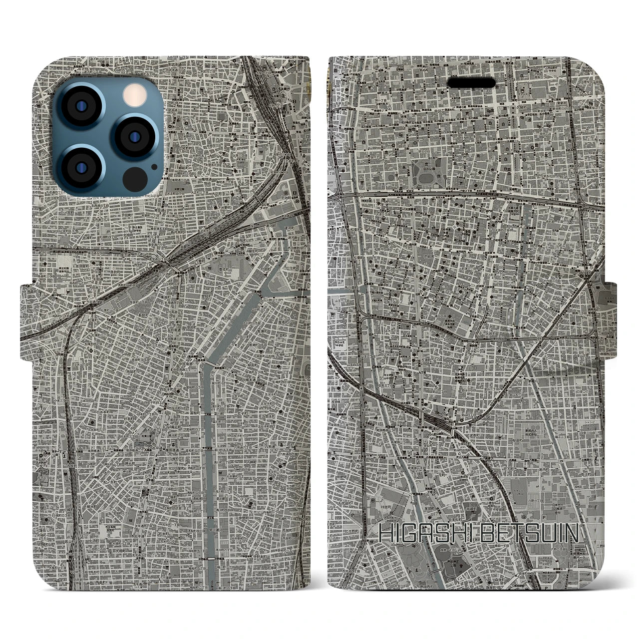 【東別院(愛知県)】地図柄iPhoneケース(手帳タイプ)