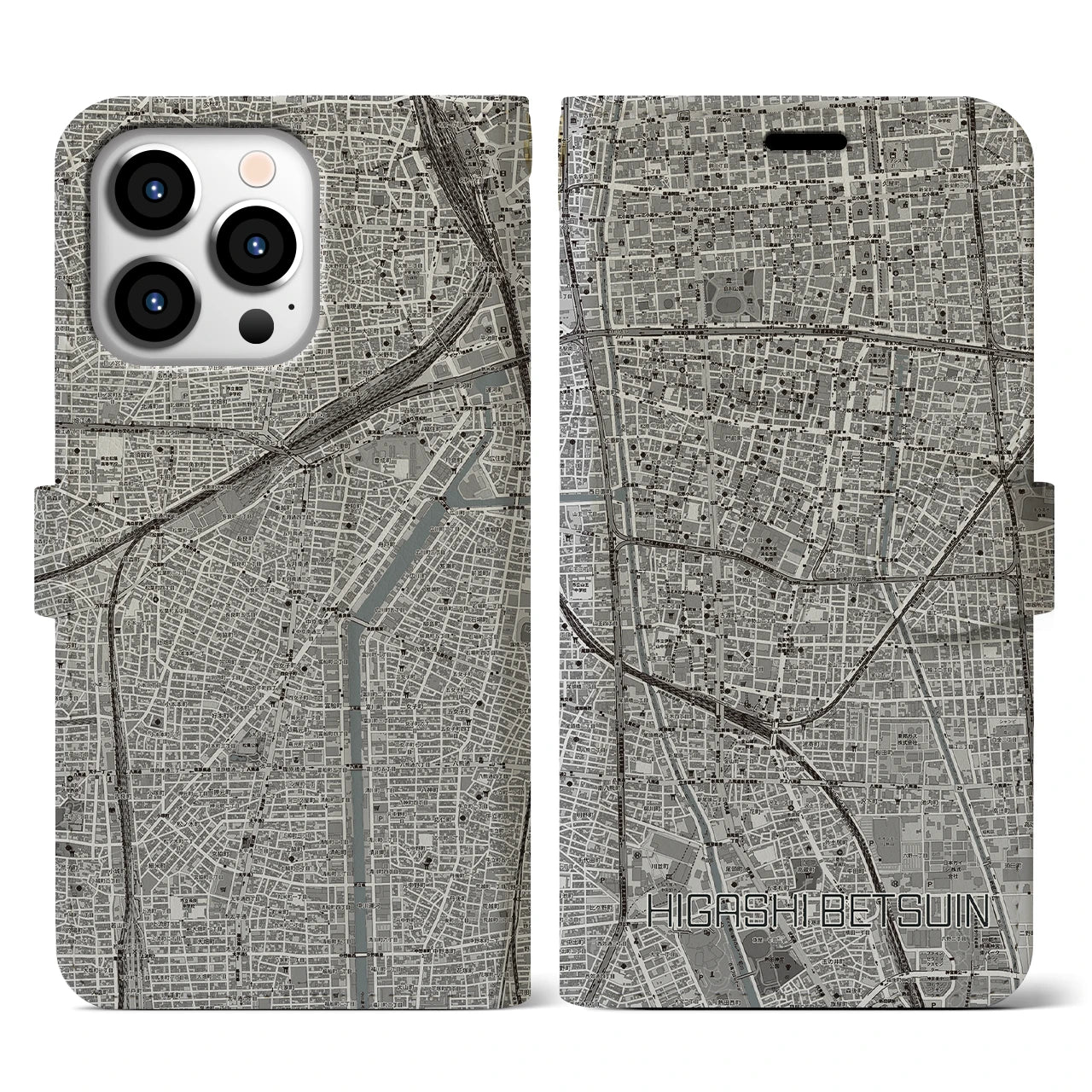 【東別院(愛知県)】地図柄iPhoneケース(手帳タイプ)