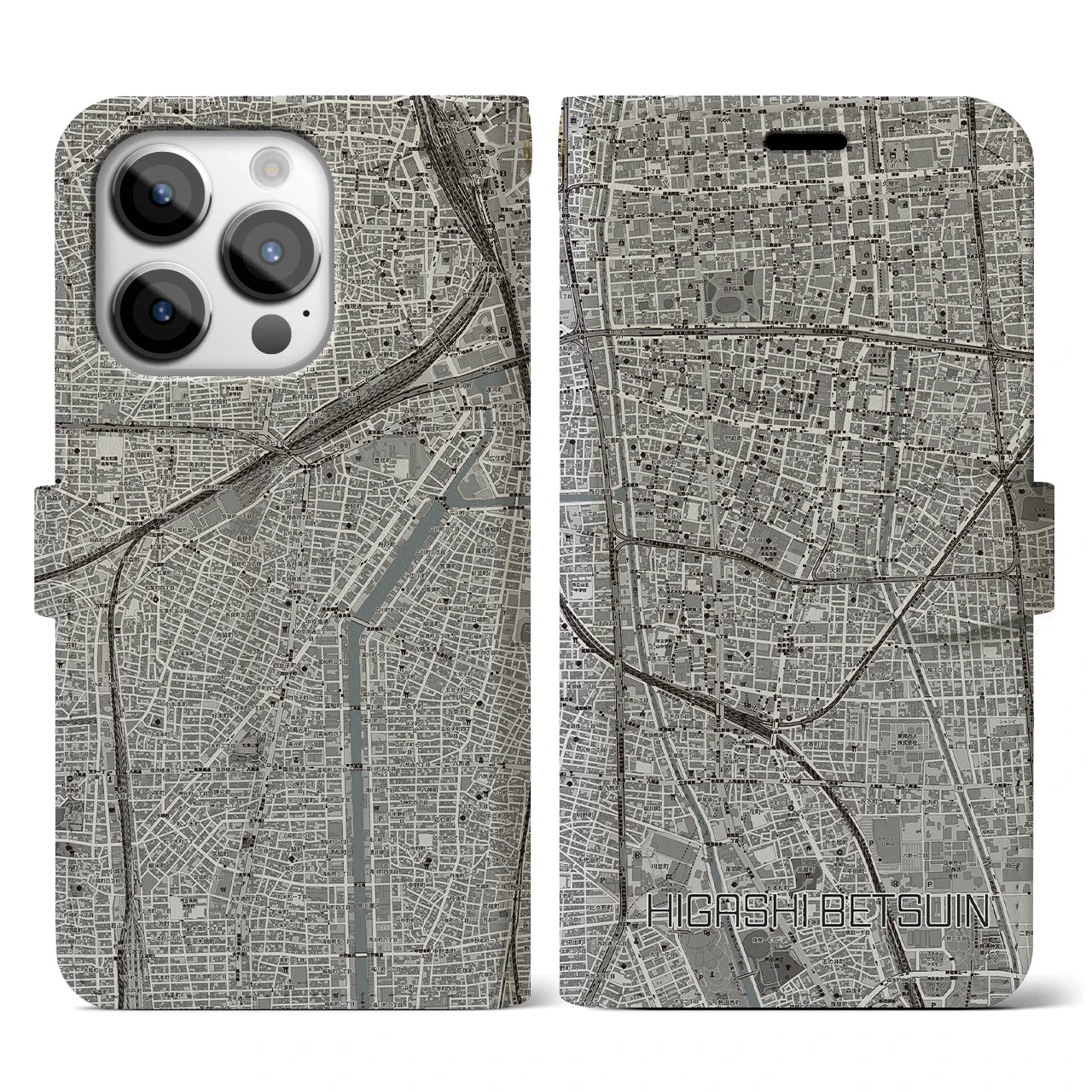 【東別院(愛知県)】地図柄iPhoneケース(手帳タイプ)