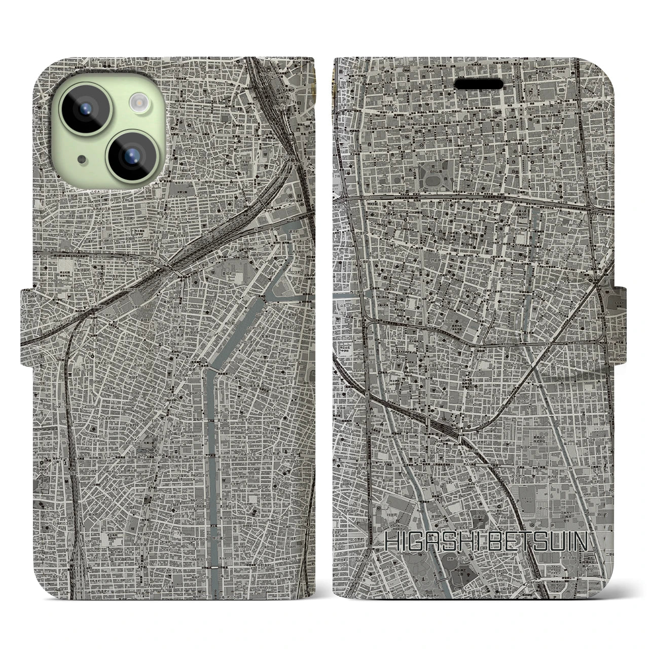 【東別院(愛知県)】地図柄iPhoneケース(手帳タイプ)