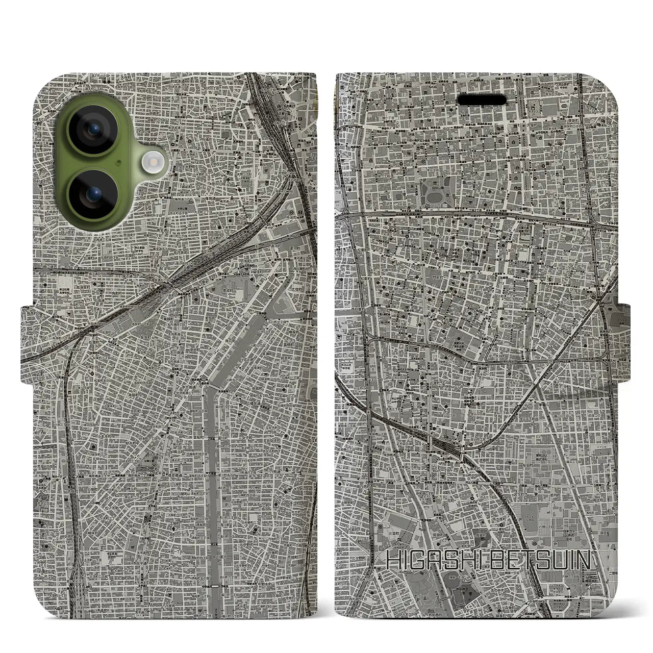 【東別院(愛知県)】地図柄iPhoneケース(手帳タイプ)