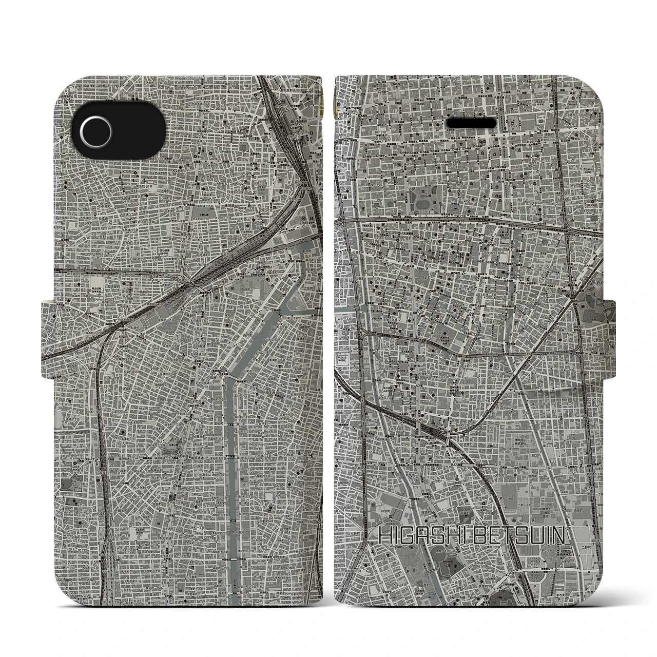 【東別院(愛知県)】地図柄iPhoneケース(手帳タイプ)