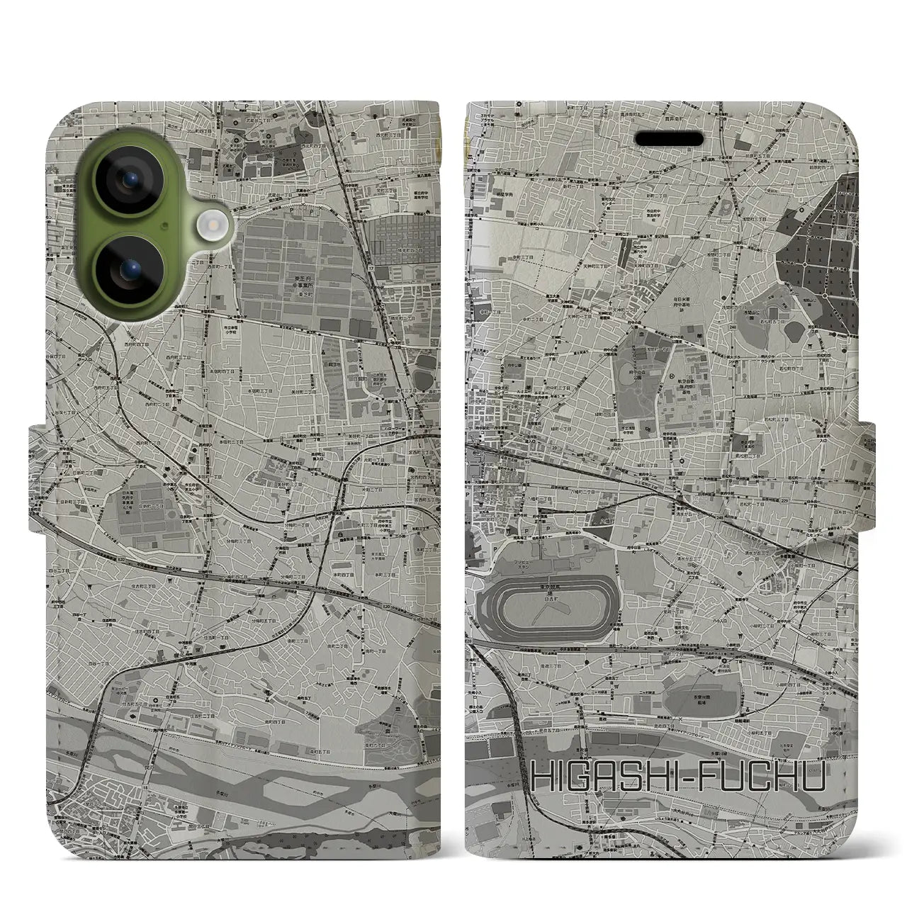 【東府中(東京都)】地図柄iPhoneケース(手帳タイプ)