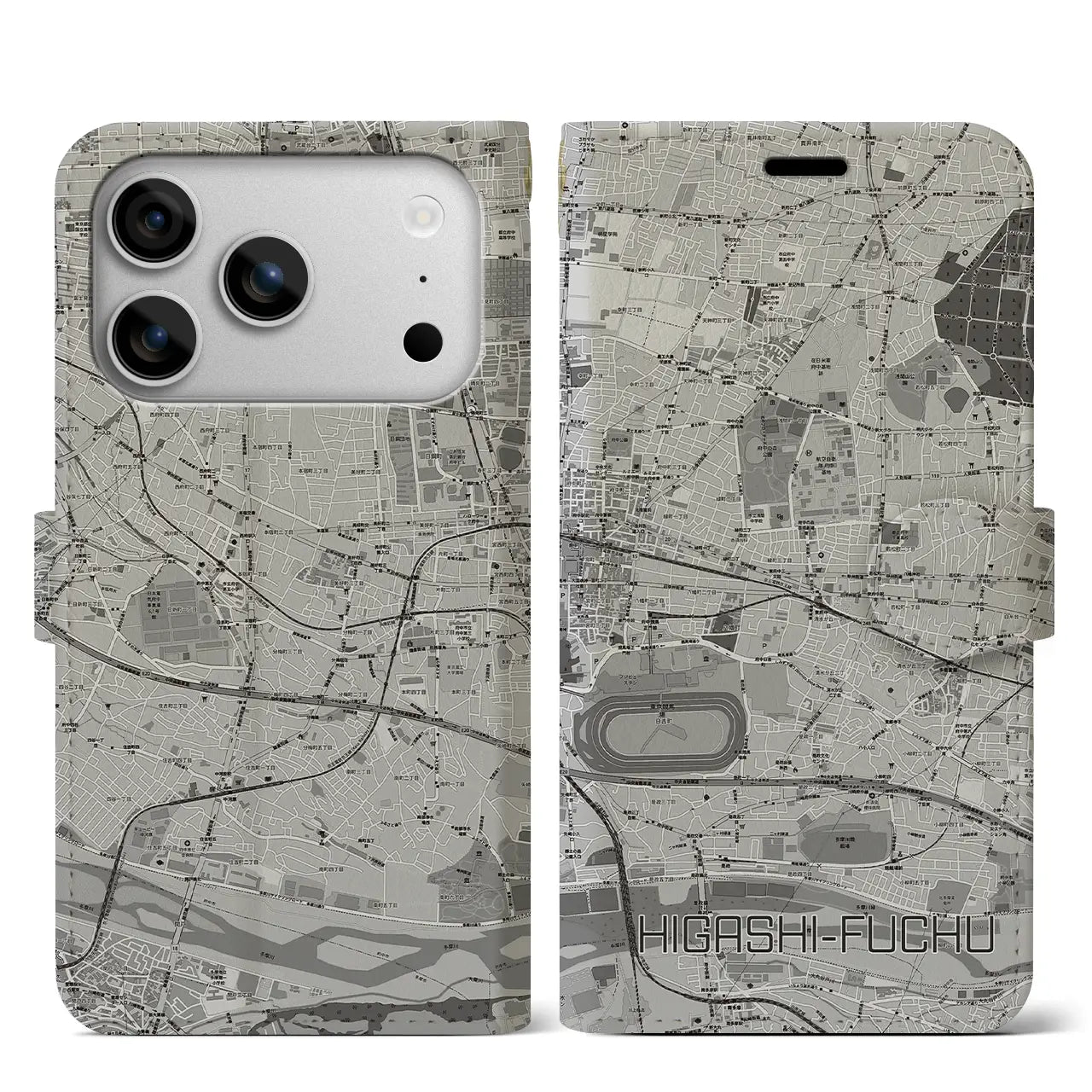 【東府中(東京都)】地図柄iPhoneケース(手帳タイプ)