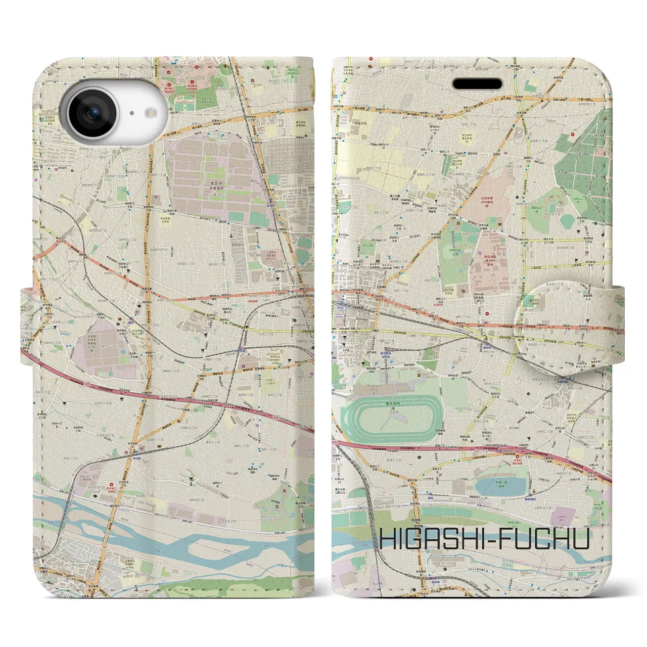 【東府中(東京都)】地図柄iPhoneケース(手帳タイプ)