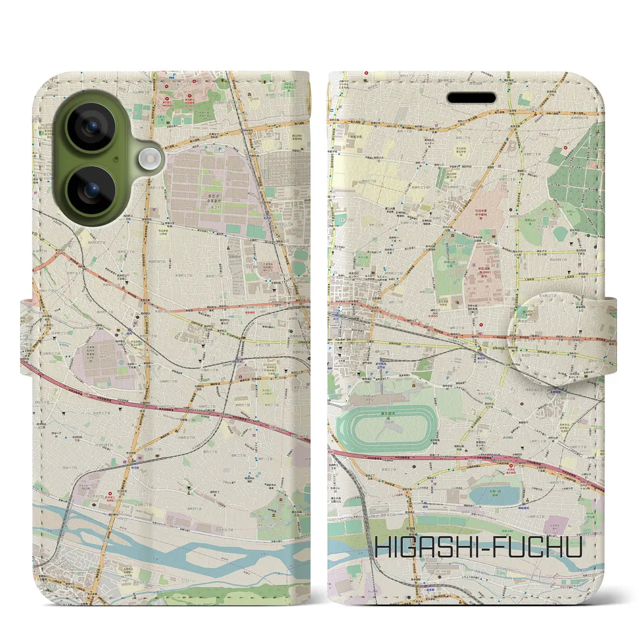 【東府中(東京都)】地図柄iPhoneケース(手帳タイプ)