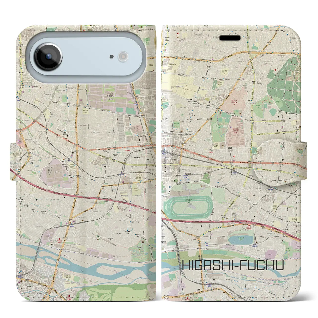 【東府中(東京都)】地図柄iPhoneケース(手帳タイプ)