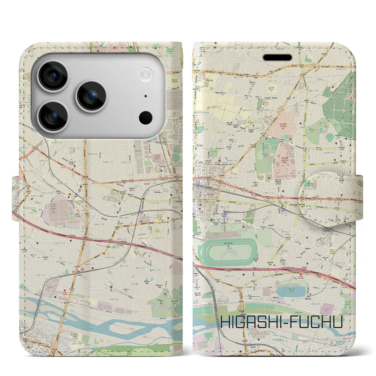 【東府中(東京都)】地図柄iPhoneケース(手帳タイプ)