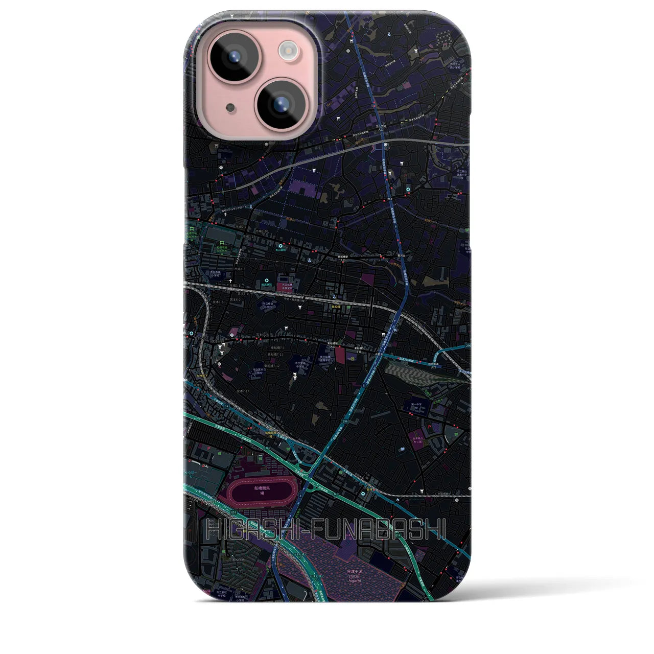 【東船橋(千葉県)】地図柄iPhoneケース(バックカバータイプ)