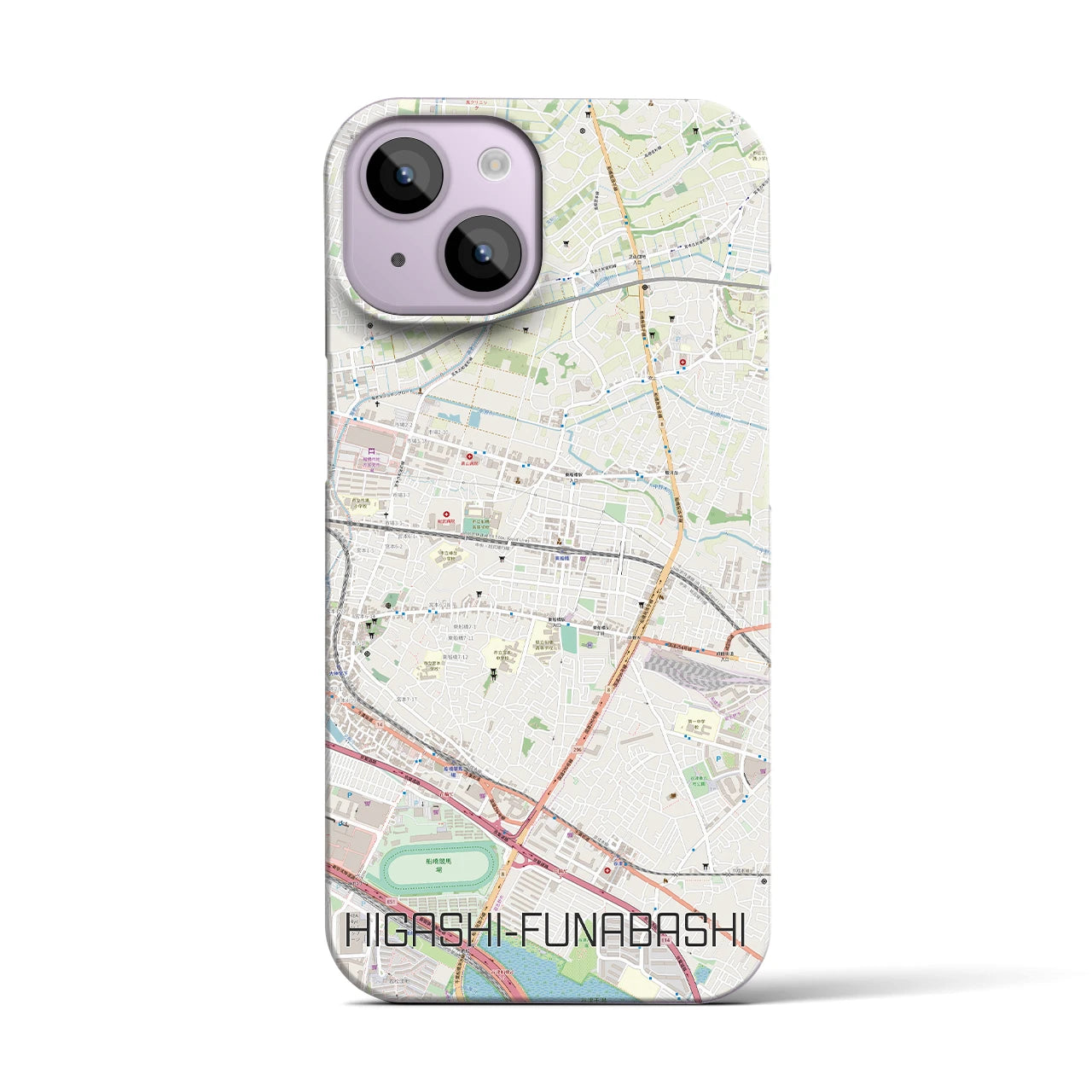 【東船橋(千葉県)】地図柄iPhoneケース(バックカバータイプ)