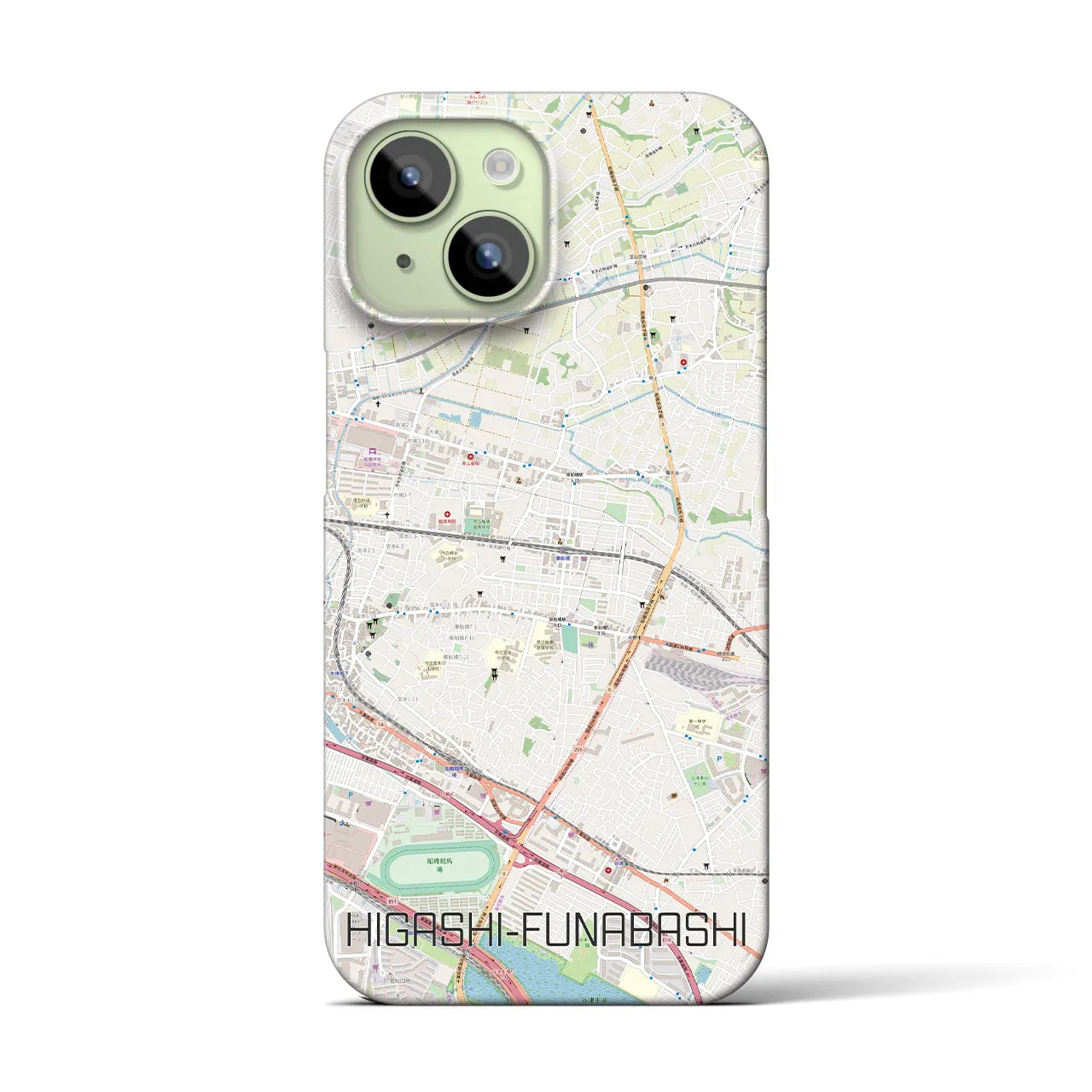 【東船橋(千葉県)】地図柄iPhoneケース(バックカバータイプ)