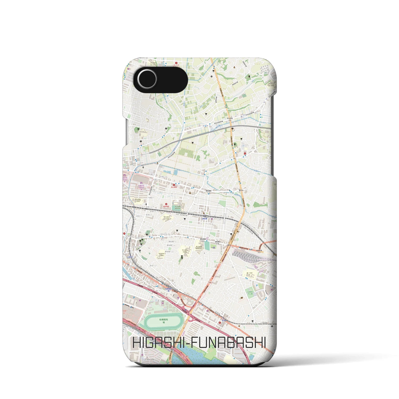 【東船橋(千葉県)】地図柄iPhoneケース(バックカバータイプ)