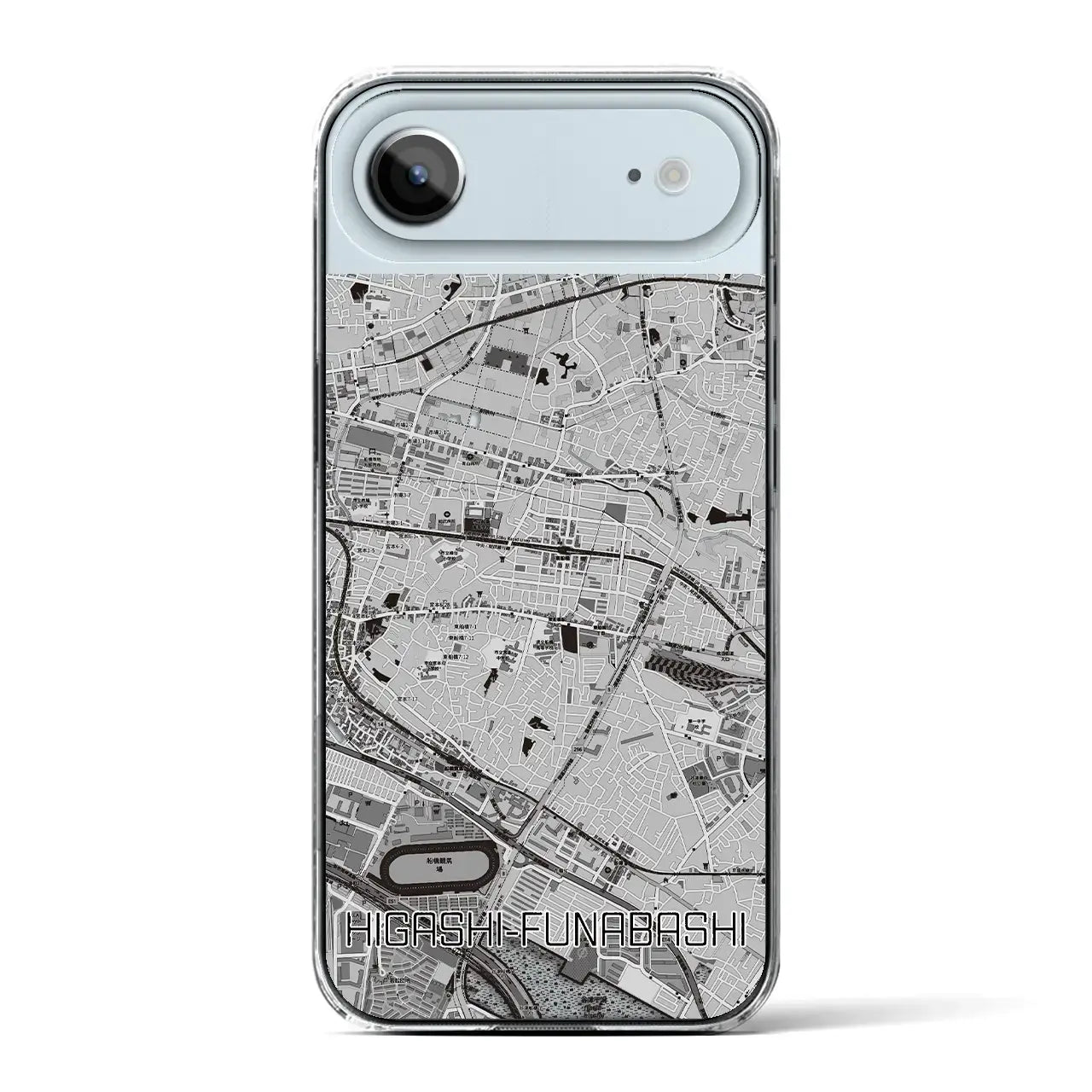 【東船橋(千葉県)】地図柄iPhoneケース(クリアタイプ)モノトーン・iPhone 17 Pro Max 用
