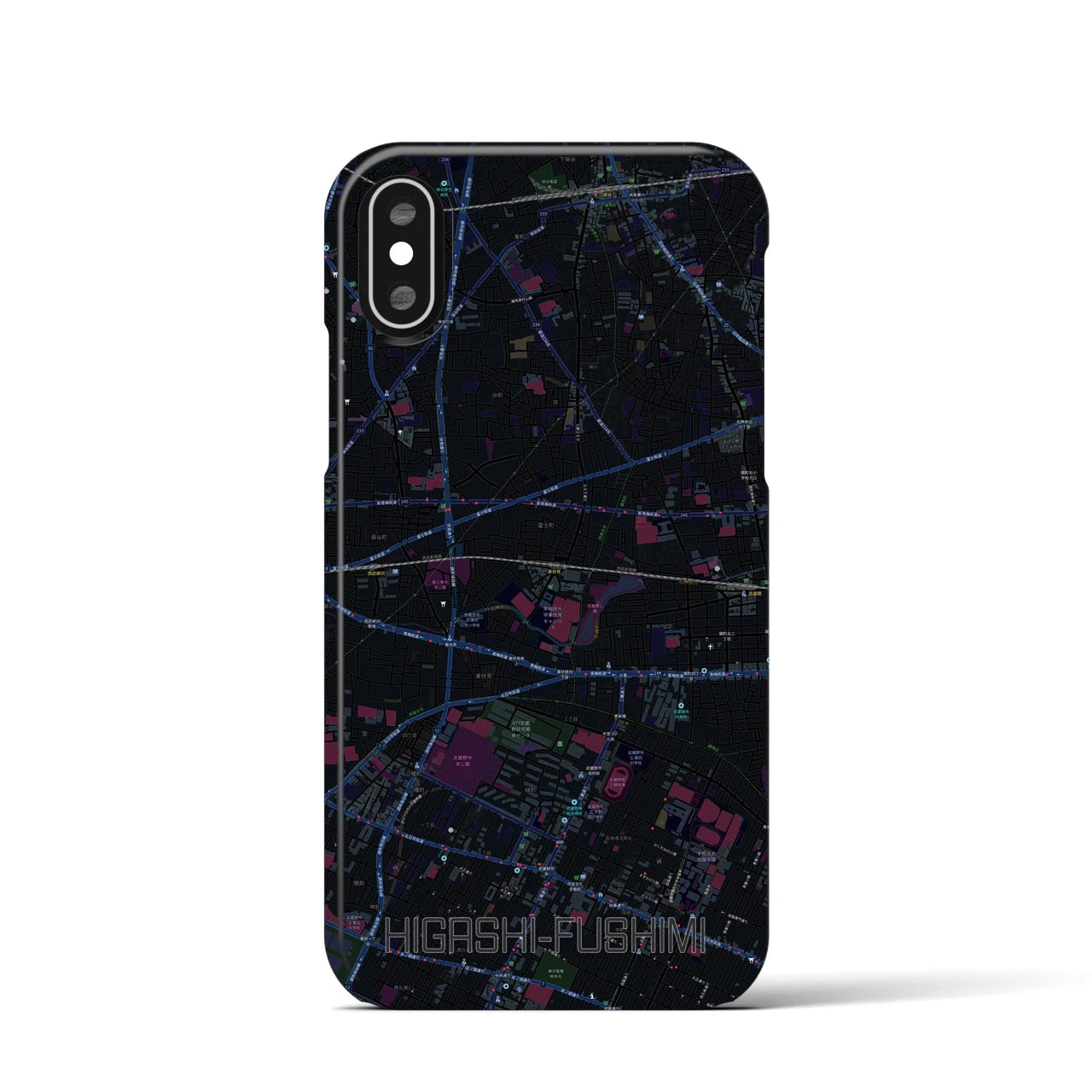 【東伏見(東京都)】地図柄iPhoneケース(バックカバータイプ)