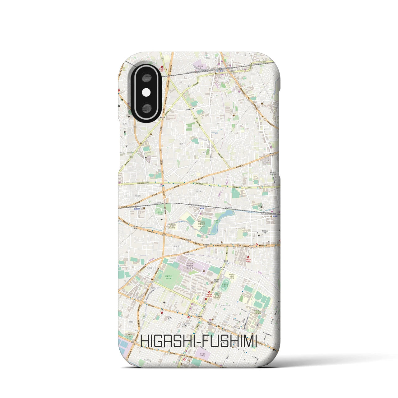 【東伏見(東京都)】地図柄iPhoneケース(バックカバータイプ)