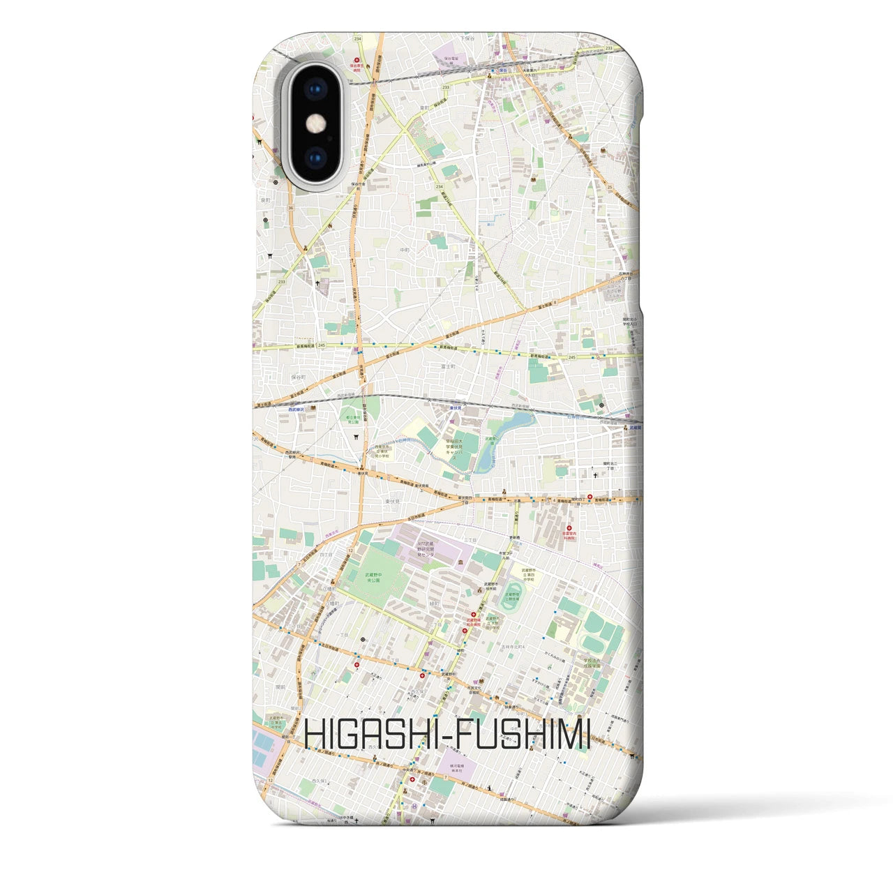 【東伏見(東京都)】地図柄iPhoneケース(バックカバータイプ)