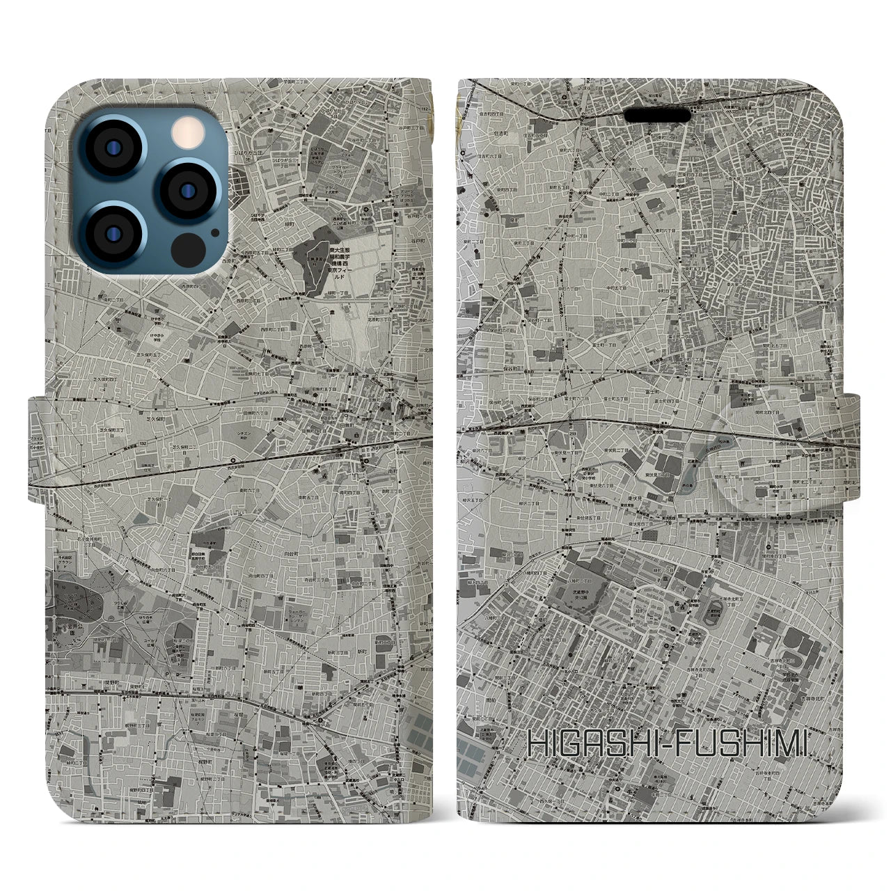 【東伏見(東京都)】地図柄iPhoneケース(手帳タイプ)