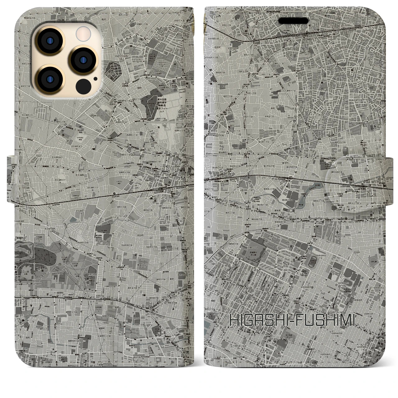 【東伏見(東京都)】地図柄iPhoneケース(手帳タイプ)
