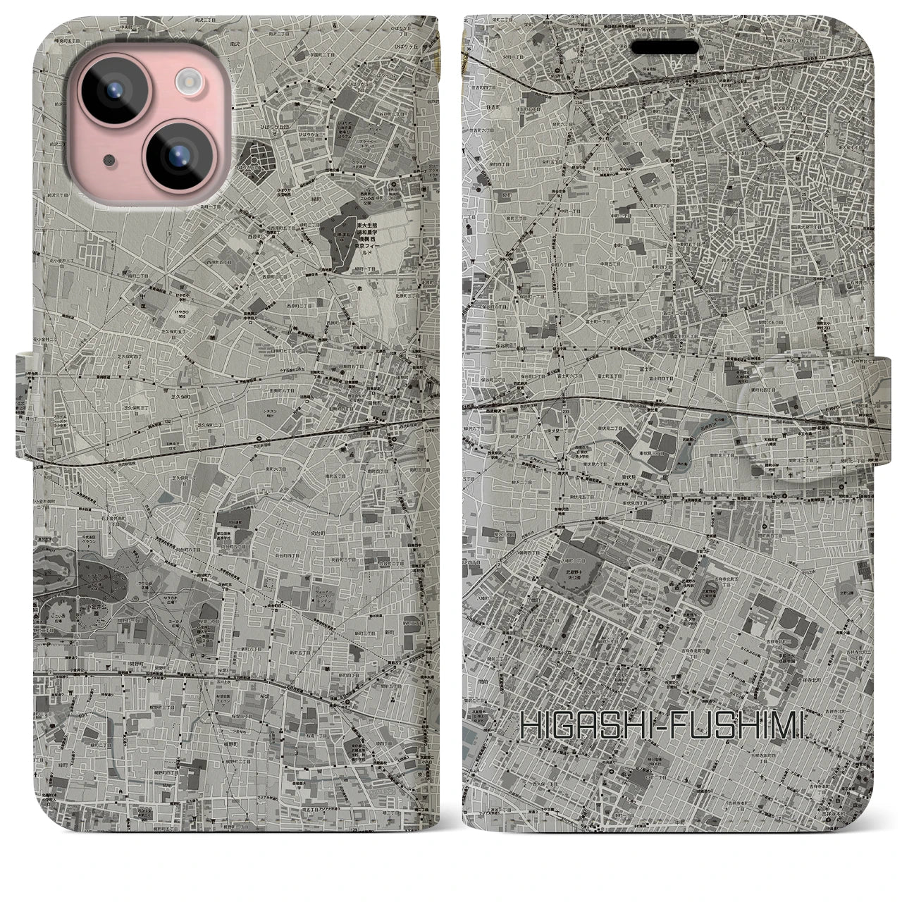 【東伏見(東京都)】地図柄iPhoneケース(手帳タイプ)