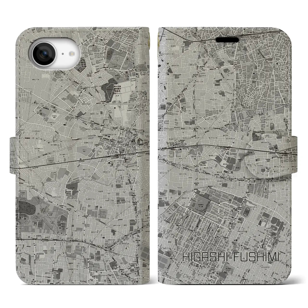 【東伏見(東京都)】地図柄iPhoneケース(手帳タイプ)