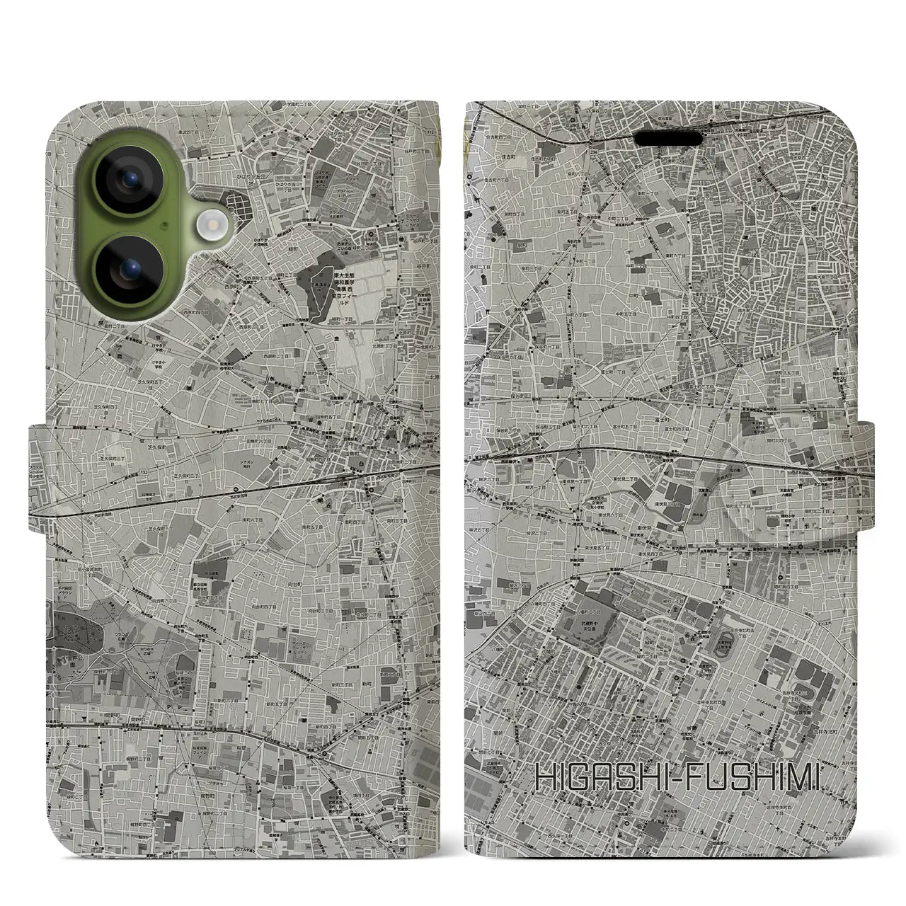 【東伏見(東京都)】地図柄iPhoneケース(手帳タイプ)