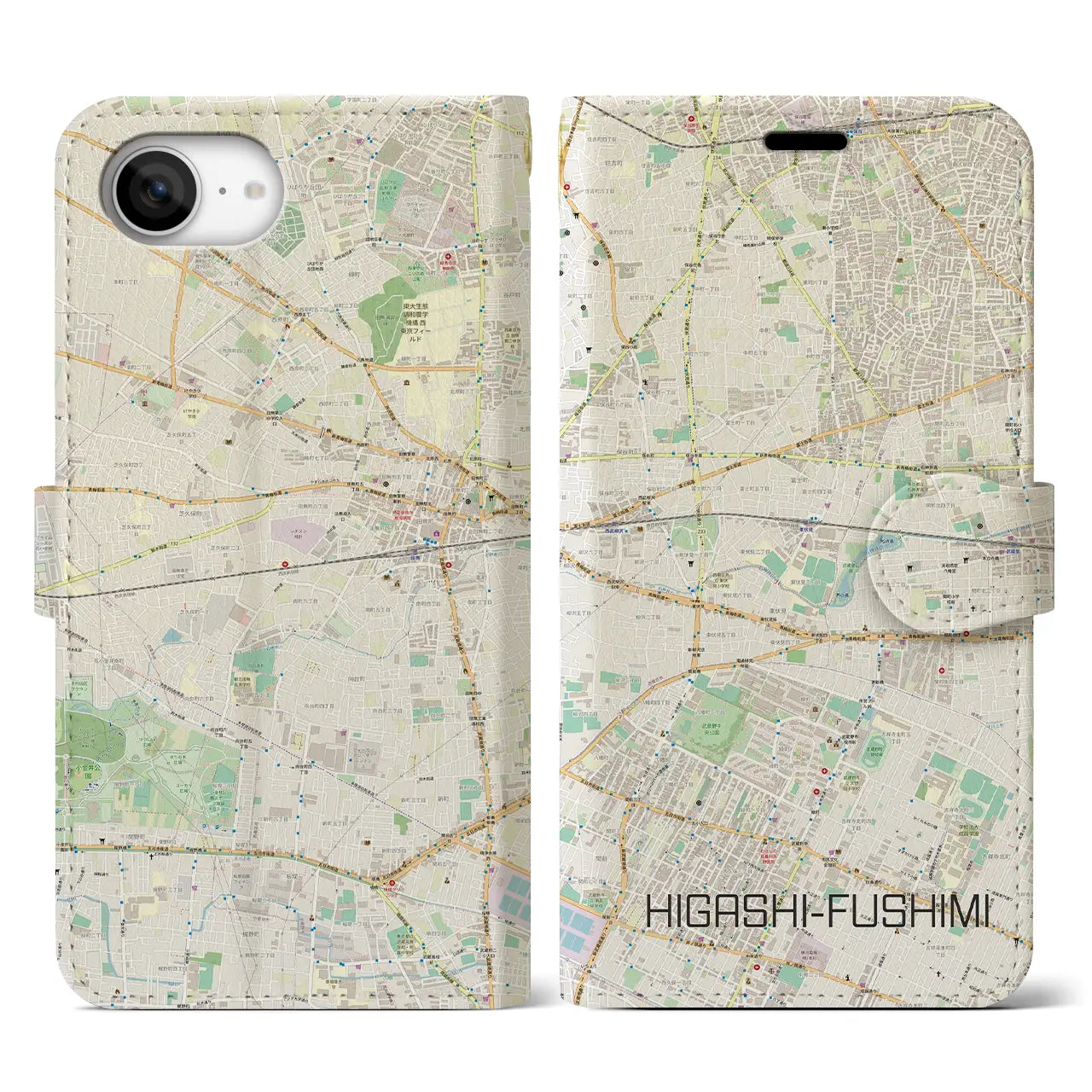 【東伏見(東京都)】地図柄iPhoneケース(手帳タイプ)